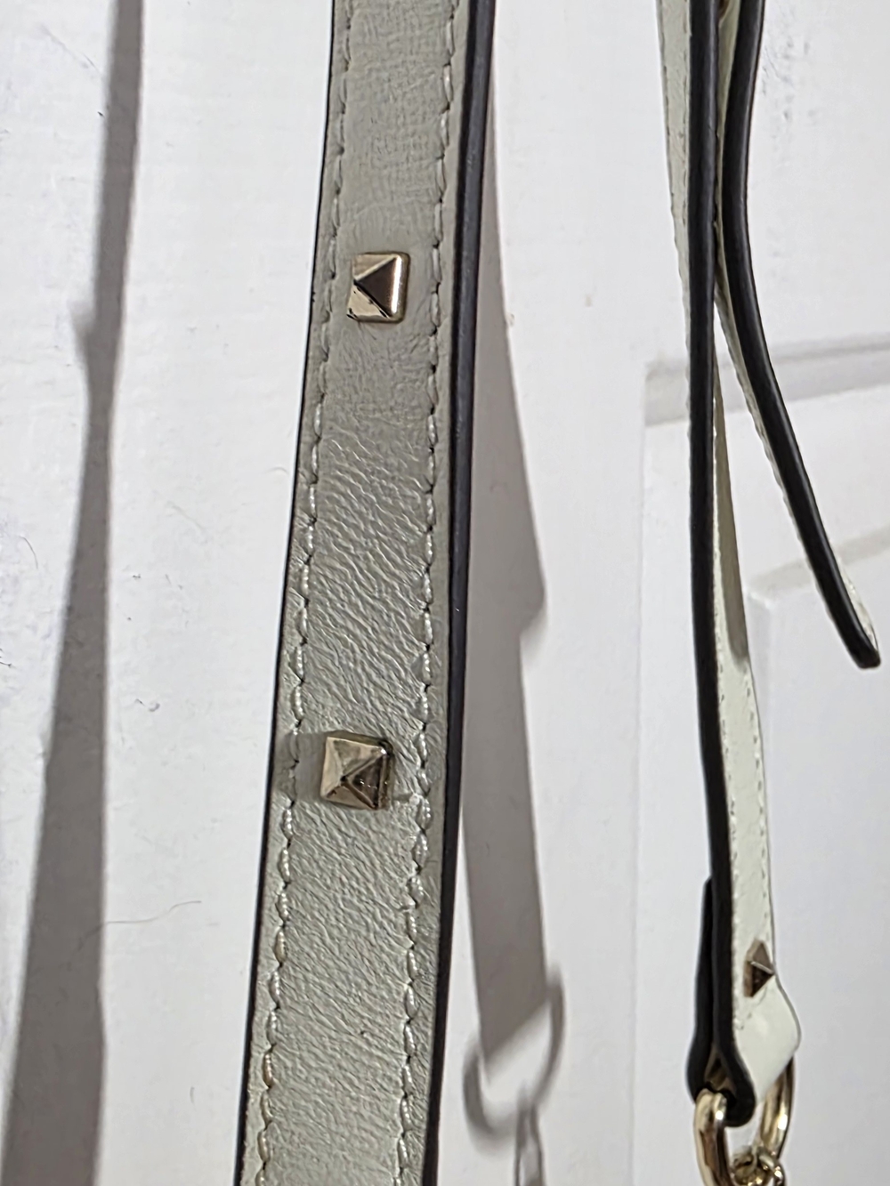 Off White Quilted Studded Drawstring Shoulder Bag - Picture 10 of 13